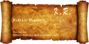 Kubis Rupert névjegykártya